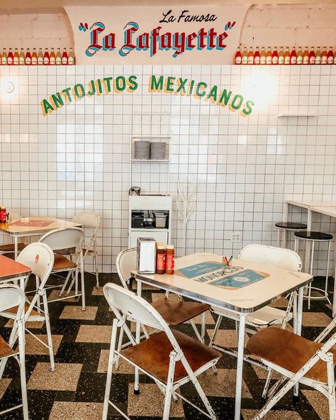 Taco Restaurant Aesthetic, Mexico City Design, Tacombi Nyc, Taco Branding, Taqueria Design, Pizza Decor, Mexican Taqueria, Watermelon Agua Fresca, Mexican Restaurant Design