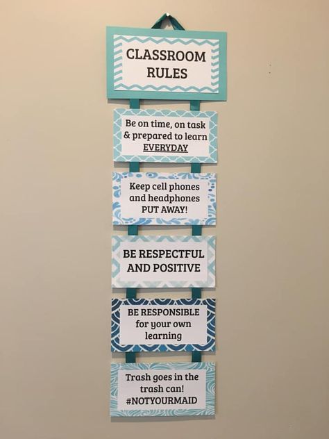 Good Classroom Rules, Rules For Classroom High School, Class Rules For High School, Class Board Ideas High Schools, Class Decor Ideas High Schools, Rules Poster For Classroom, Classroom Management Rules, Teacher Classroom Decorations High School, Middle School Class Rules Poster