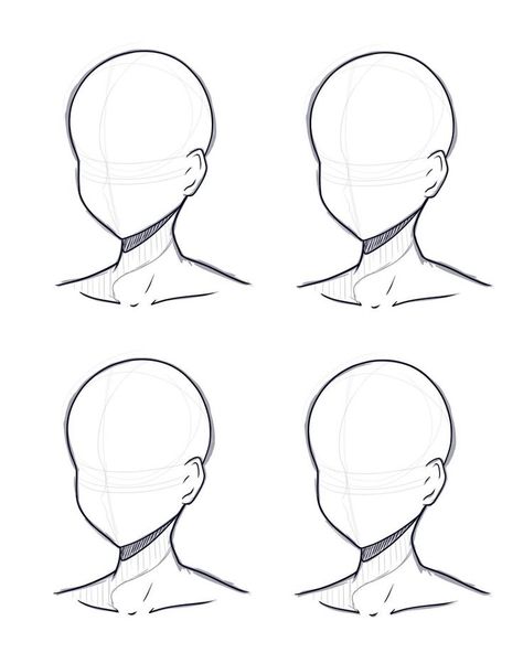 Sketch Head, الفن الرقمي, Drawing Tutorial Face, Anime Head, Drawing Heads, Drawing Templates, Anime Drawings Tutorials, Anime Sketch, Drawing Base