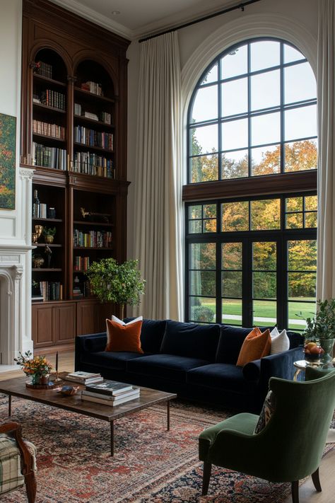 How to Get Your Living Room Both Moody and Neutral – Everyday Inspo Cozy Moody Apartment, Rich Moody Living Room, Studio Mcgee Aesthetic, Architectural Digest Interiors, Neutral Living Room Dark Couch, 2 Living Rooms In One Space, Mid Century Traditional Living Room, Modern And Antique Mix Living Room, Moody Sunroom