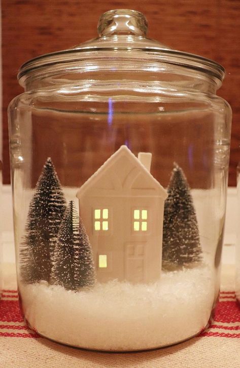 christmas decor ideas;christmas jars;christmas decor ideas diy;christmas jars decorations;christmas jars gifts Clear Jar Decor, Christmas Jars Decorations, Christmas Glass Jars, Jar Decorating Ideas, Christmas Candy Jars, Jars Ideas, Large Glass Jar, Christmas Village Display, Jar Decor