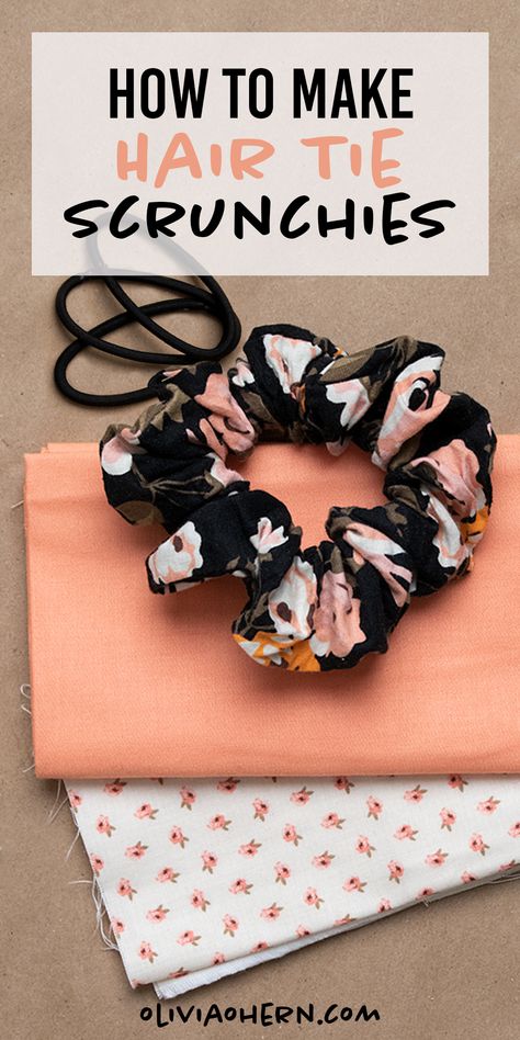 Diy Hair Tie Scrunchie, Scrunchie Sewing Pattern Hair Ties, Couture, Fabric Hair Scrunchies Diy, Scrunchies Made With Hair Ties, Sewing Hair Scrunchies Free Pattern, How To Make Hair Scrunchies Patterns, Easy Hair Scrunchies Diy, Sewing Projects Hair Accessories