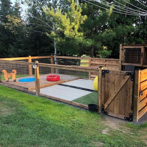 Little late, but here is our finished dog run that we built! Absolutely ideal for our pups cause our yard isn’t fenced in! They love their… | Instagram Big Dog Run Ideas Backyard, Backyard Dog Run Ideas Design, Area For Dogs In Backyard, Backyard Area For Dogs, Dog Run Ideas Side Yard, Puppy Farm, Backyard Landscaping With Dog Run, Dog Run Gate, Inside Dog Area