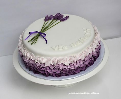 With Lavender - cake by Jana Cake Lavender, Lavander Cakes Ideas, Lavender Cake Designs Birthday, Lavender Cake Decoration, Lavender Cakes, Lavender Colour Cake, Lavender Cake Design, Lavender Birthday Cake, Lavender Wedding Cake