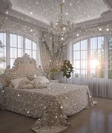 Aesthetic Room Photos, Bedroom Photo Ideas For Instagram, Bling Bedroom Ideas, Sparkly Bedroom, Bling Bedroom, Furniture Aesthetic, Glitter Decorations, Bling Decor, Beautiful Bedroom Decor