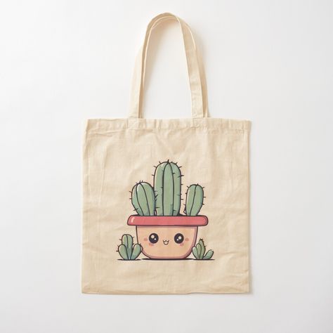 Get my art printed on awesome products. Support me at Redbubble #RBandME: https://www.redbubble.com/i/tote-bag/Adorable-Cactus-Kawaii-Illustration-by-CreativeSparksS/160496382.P1QBH?asc=u Cute Tote Bags Paint, Drawing On Bag, Cute Tote Bag Ideas, Jute Bag Painting Ideas, Creative Tote Bag Design Ideas, Drawing On Tote Bag, Painting On Tote Bags, Painting Tote Bag Ideas, Tote Bag Drawing Ideas