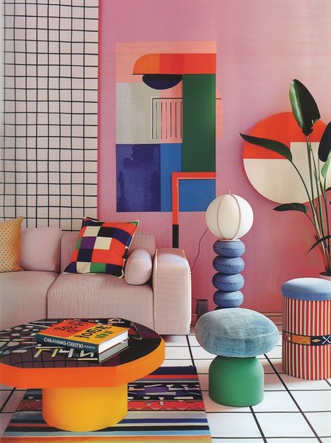 Color with a Pop of Neutrals — Living Bright Interiors Pop Art Style Interior Design, Elle Home Decor, Art Pop Interior Design, Abstract Style Interior Design, Kitsch Interior Design, Dopamine Interior Design, Color Pop Living Room, Gen Z Interior Design, Neutral With Pop Of Color Living Room