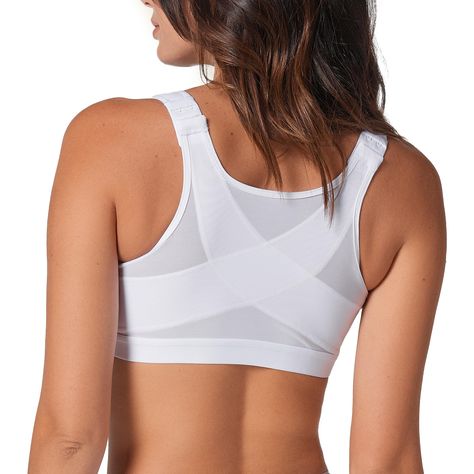 PRICES MAY VARY. POSTURE CORRECTOR BRA - These incredible bras for women gives you back smoothing support and offers a gentle minimizing effect. It features criss-cross PowerSlim firm compression fabric bands to improve your posture and provides support while the high-coverage underarm design streamlines your silhouette. FRONT CLOSURE - Full coverage bras for women with adjustable 2-level, 6-row front hook closure for easy wear and a perfect fit that make it very easy to put on and undetectable