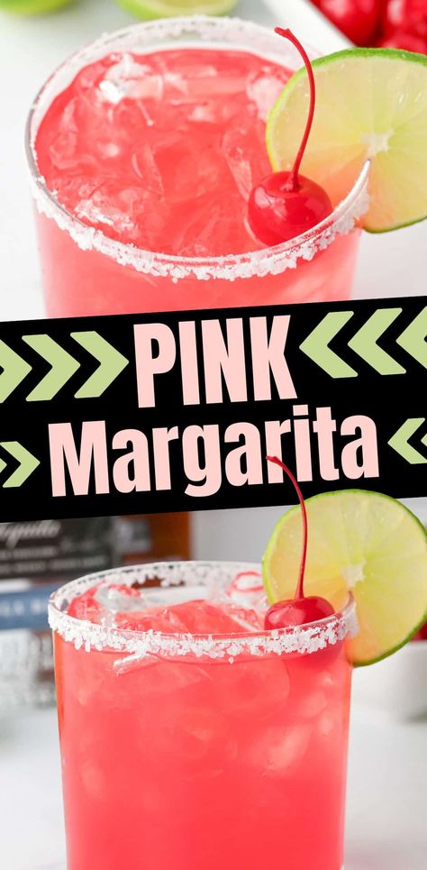 Pink Margarita Cocktail Recipe. Pink Alcoholic Drinks, Pink Tequila, Pink Margarita, Tequila Mixed Drinks, Easter Drink, Easy Margarita Recipe, Peach Margarita, Easy Margarita, Cocktail Drinks Alcoholic