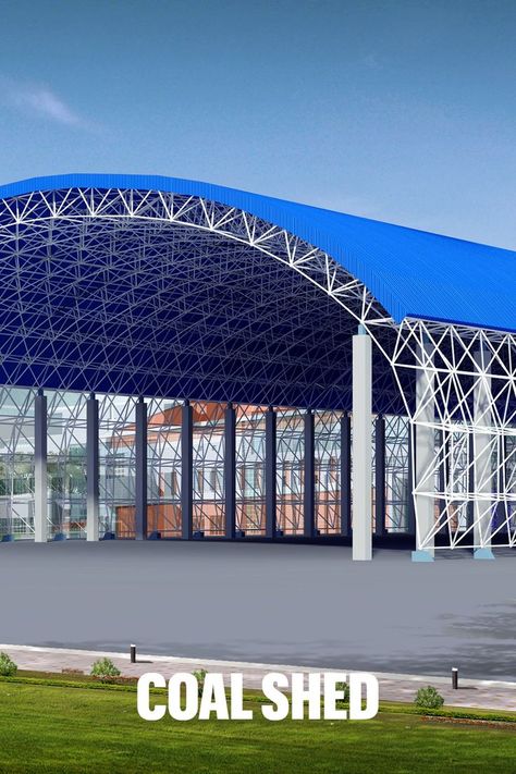 Space Frame Steel Structure Building Design Space Truss, Coal Storage, Building A Wooden House, Structure Building, Bulk Storage, Truss Structure, Steel Structure Buildings, House Roof Design, System Architecture