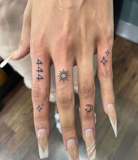 Finger Tattoo Meaning, Ring Finger Tattoo, Finger Tattoo, Tattoo Meaning, Ring Finger, Tattoo Ideas, Moon, Sun, Tattoos