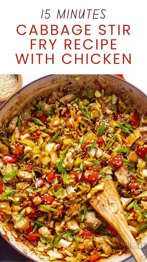 "Quick and flavorful Cabbage Stir Fry with Chicken is a gluten-free, keto, and low-carb dinner recipe that's perfect for busy weeknights! Packed with tender chicken, crispy cabbage, and a savory sauce, this one-pan meal is healthy, easy to make, and loaded with deliciousness. A must-try for keto and gluten-free diets!" Diet Cabbage Recipes, Keto Beef And Cabbage Recipes, Easy Dinner Recipes With Cabbage, Cabbage Sheet Pan Dinner, Keto Savoy Cabbage Recipes, Keto Chicken Stir Fry With Vegetables, Cabbage Diet Recipes, Cabbage Mix Recipes, What To Cook With Cabbage