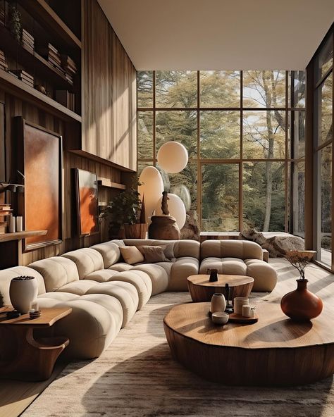 Eco-living made stylish and simple 🌍💡 @idlnasia Follow @breckandfox for more! Calm Living Room, 70s Interior Design, 70s Interior, Woodland Hills, Living Room Design Decor, Commercial Interior Design, Dream House Interior, Interior Design Portfolio, Apartment Interior Design