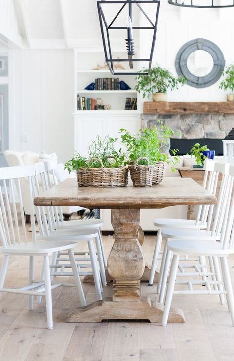 Lake house dining room Farmhouse Desk Chair, Lake House Dining Room, Chair Dining Room, Cottage Dining Rooms, Farmhouse Desk, Farmhouse Dining Room Table, House Dining Room, Gray Dining Chairs, Rustic Dining Room