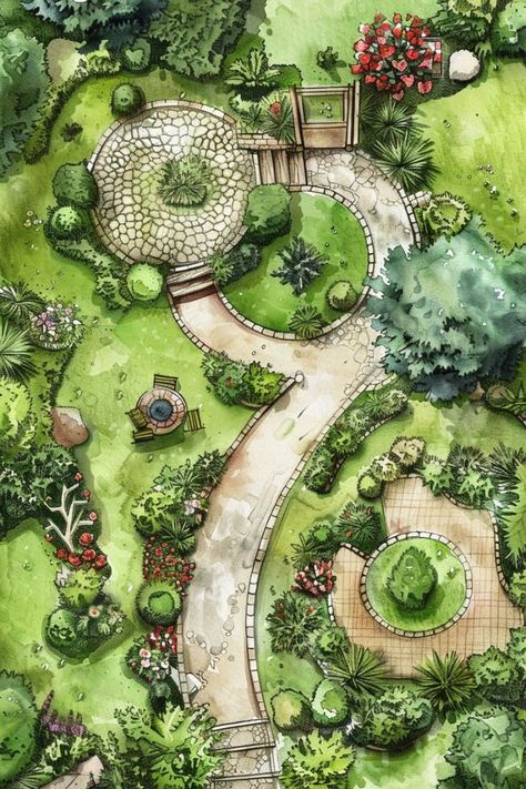 Free and Easy Garden Designs for Beginners Backyard Garden Landscaping, Front Yard Flower Bed, Flower Garden Layouts, Secluded Garden, Garden Planning Layout, Landscaping Ideas Front Yard, Best Garden Layout, Garden Landscaping Ideas, Garden Layouts