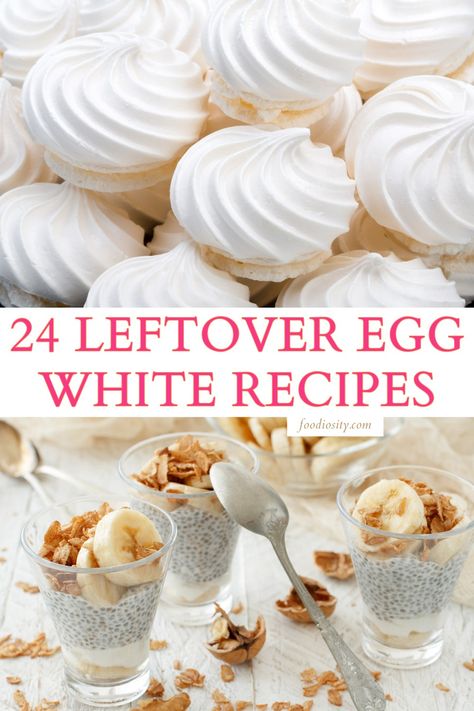 Ways To Eat Egg Whites, Can You Freeze Egg Whites, Egg Whites In Oven, Egg Whites Recipes Breakfast, Dessert Recipes With Egg Whites, Cakes With Egg Whites, Eggs In Cream, Recipes Using Egg Whites Baking, Baked Egg Whites