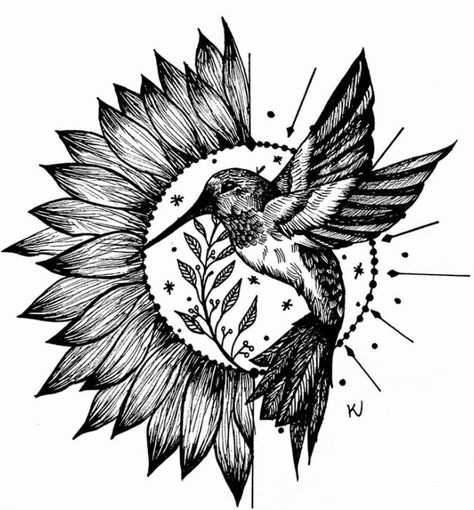 Sunflowers And Hummingbirds Tattoo, Hummingbird Tattoo With Sunflowers, Sunflower And Hummingbird Tattoo Sleeve, Upper Arm Sunflower Tattoo, Hummingbird Dreamcatcher Tattoo, Wolf And Sunflower Tattoo, Back Of Arm Tattoo Cover Up, Tattoos For Upper Arm For Women, Mandala Hummingbird Tattoo