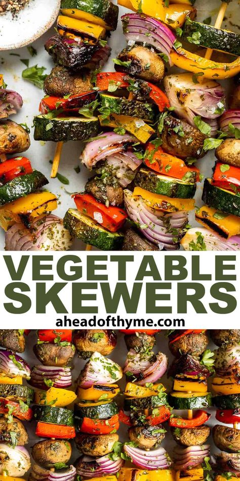 Grilled Vegetable Skewers Vegetables On The Grill In Foil, Roasted Veggie Skewers, Marinade For Vegetable Kabobs, Skewers Side Dishes, Side Dish For Steaks On The Grill, Veggie Skewers Grill Marinade, Vegetable Kabobs In The Oven, Veggie Kebabs Skewers, Veggie Kabobs On The Grill Marinade