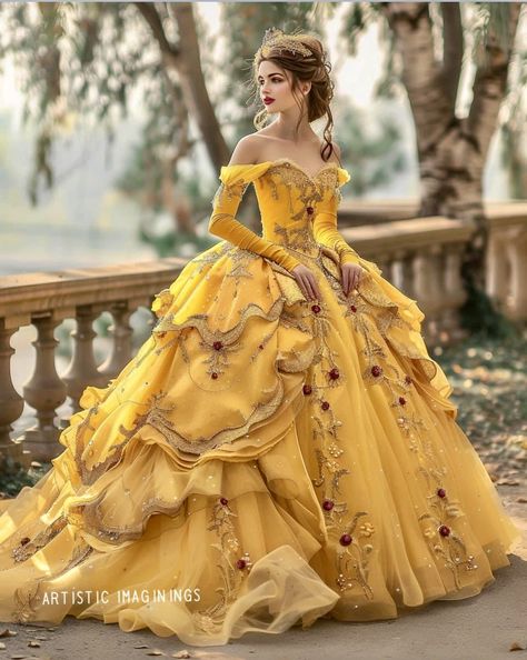 Belle Library Dress, Disney Princess Dresses Real, Belle Quinceanera Dress, Belle Yellow Dress, 80s Prom Dress Costume, Belle Inspired Outfits, Belles Dress, Belle Dress Disney, Beauty And The Beast Dress