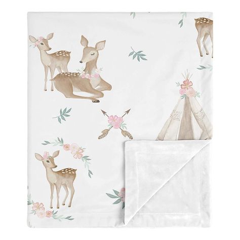 Deer Blanket, Watercolor Woodland, Boho Watercolor, Woodland Deer, Sweet Jojo Designs, Stroller Cover, Jojo Designs, Comfort Blanket, Lightweight Blanket