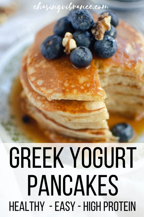 Greek Yogurt Pancakes Healthy, Yogurt Pancakes Healthy, High Protein Pancakes, Greek Yogurt Pancakes, Homemade Pancake Recipe, Yogurt Pancakes, Greek Yogurt Recipes, Homemade Pancakes, Pancakes Easy