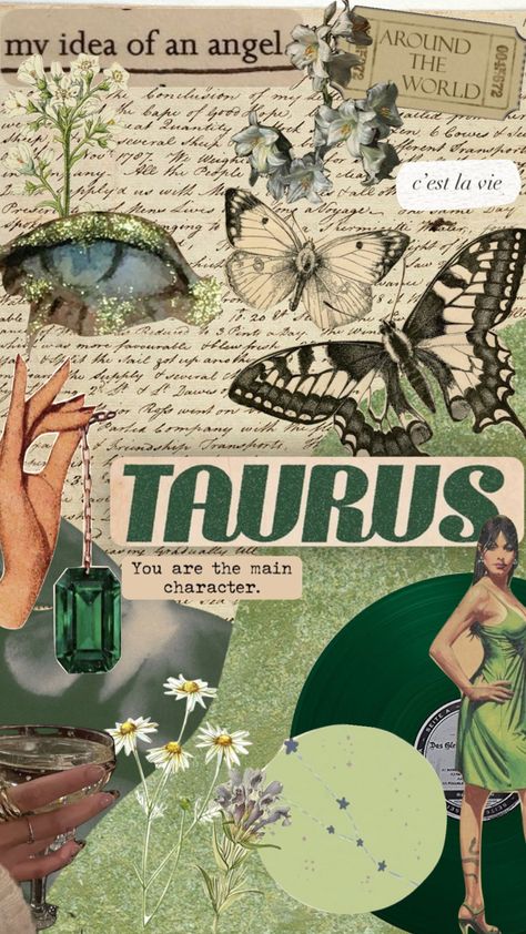 Taurus Lockscreen, Taurus Phone Wallpaper, Green Taurus Aesthetic, Taurus Home Aesthetic, Taurus 3d Wallpaper, Taurus Style Aesthetic, Taurus Collage, Earth Signs Aesthetic, Taurus Room Aesthetic