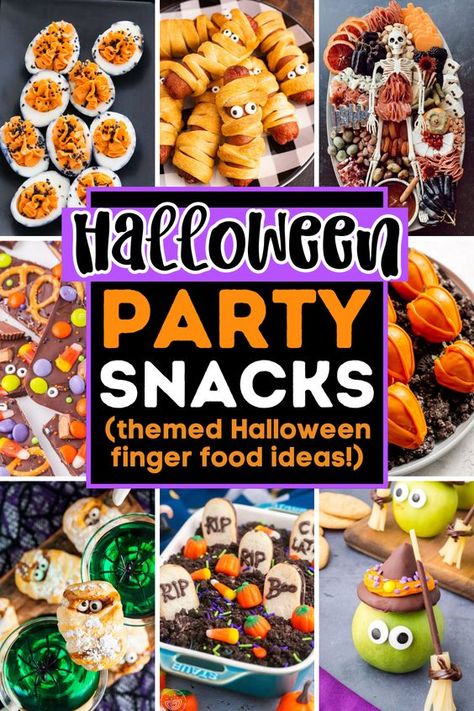 Easy Halloween Party Foods – Elevate your Halloween gatherings with these spooktacular Halloween snacks, appetizers and desserts. These are the absolute best Halloween finger foods to share with your friends and family. Best easy Halloween party foods for a frightfully-good party! Halloween party food ideas, cheap Halloween food, quick Halloween snacks, quick Halloween appetizers, Halloween appetizer recipes, easy Halloween appetizers, kid friendly Halloween foods, Halloween party snacks. Hallow Party Snacks, Hallow Party Food, Simple Halloween Baked Goods, Easy Snacks For Halloween Party, Halloween Football Party Food, Halloween Bat Snacks, Finger Food Halloween Ideas, Teenage Halloween Party Ideas Food, Camping Halloween Food