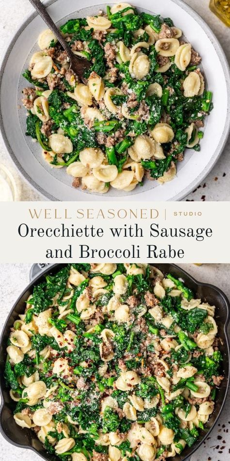 Rapini Pasta, Orecchiette With Sausage And Broccoli, Broccoli Rabe Pasta, Orecchiette Pasta Recipes, Broccolini Pasta, Orecchiette With Sausage, Sausage And Broccoli Rabe, Broccoli Rabe And Sausage, Broccoli Rabe Recipe