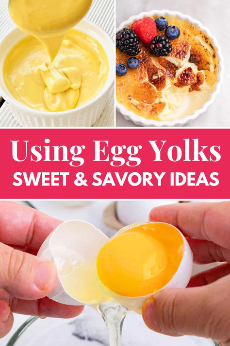 Egg Yolks Recipes & Ideas How To Use Egg Yolks Recipe, What Can You Do With Egg Yolks, Dessert With Egg Yolks, Things To Make With Egg Yolks, What To Do With Extra Egg Yolks, What Can You Make With Egg Yolks, Recipes To Use Up Egg Yolks, 6 Egg Yolks Recipe, What To Do With Leftover Egg Yolks