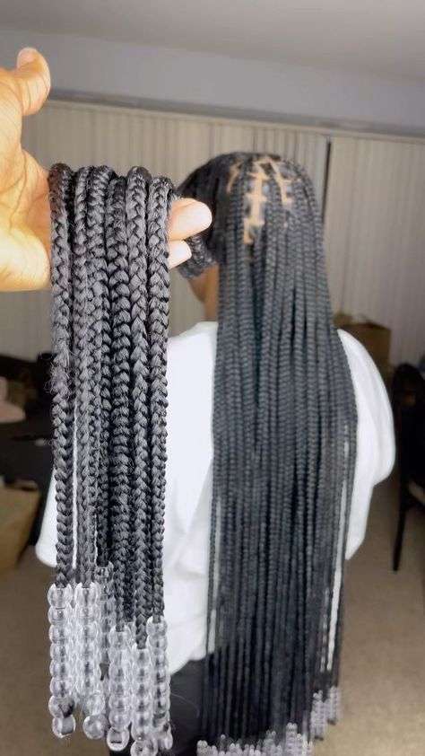 box 
braids Box Braids With Clear Beads, Braids With Clear Beads, Colored Box Braids, Lemonade Braids Hairstyles, Weave Hairstyles Braided, Big Box Braids Hairstyles, Colored Braids, Feed In Braids Hairstyles, Box Braids Hairstyles For Black Women