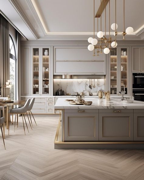 Neo Classic Kitchen, Modern Classic Kitchen, Classical Kitchen, Elegant Kitchen Design, Classic Kitchen Design, Kitchens Luxury, Dream Kitchens Design, Home Decor Ideas Living Room, Home Decoration Ideas