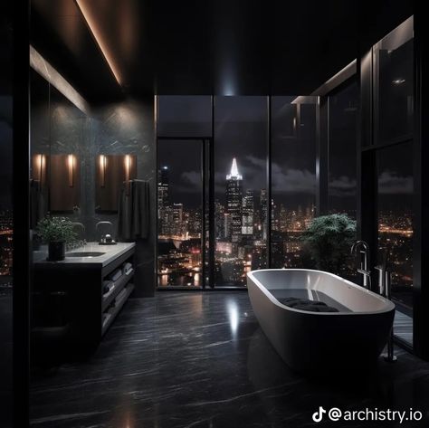 Luxury Nyc Apartment, Dark Modern, Dark House, Luxury Penthouse, Modern Mansion, Mansions Luxury, Dark Interiors, New York Apartment, Loft Apartment