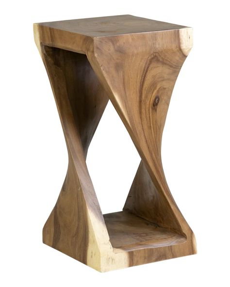 Riley Twist Wooden Side Table Natural | Modsy Monkey Pod Wood, Rustic Side Table, Into The Wood, Modern End Tables, Wood End Tables, Wood Stool, Side And End Tables, Into The Woods, Modern Furniture Living Room