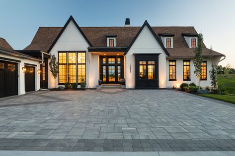 Transitional Modern Tudor Rambler - Transitional - Exterior - Minneapolis - by David Charlez Designs | Houzz Modern Tudor House Exterior, Modern European Home, Tudor House Exterior, Tudor House Plans, Modern Tudor, Transitional Exterior, Tudor Style Homes, Tudor House, Transitional Modern