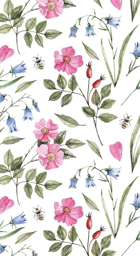 Flower Pattern Watercolor, Delicate Floral Pattern, Floral Pattern Design Textiles, Botanical Pattern Design, Floral Textile Design, Watercolor Floral Design, Fabric Prints Design Textiles, Flowers Pattern Illustration, Wrapping Paper Design Pattern