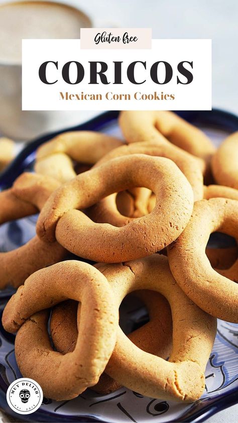 Coricos are a type of cookie made with corn flour and are a popular treat in the northern states of Mexico, particularly Sonora. Coricos Recipe, Red Tamales, Muy Delish, Corn Flour Recipes, Cornmeal Cookies, Corn Cookies, Mexican Favorites, Mexican Cookies, Mexican Desserts