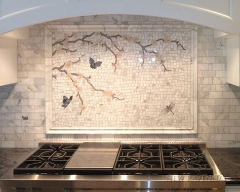 The superior quality of its majesty — kitchen mosaic backsplash Ravenna Mosaics, Kitchen Mosaic, New Ravenna, Stove Backsplash, Mosaic Backsplash Kitchen, Farmhouse Backsplash, Unique Backsplash, Beadboard Backsplash, Gold Mosaic