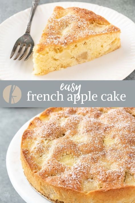 Easy French Dessert Recipes, French Apple Cake Recipe, Simple Apple Cake, Apple Cake Recipe Easy, Whipped Cream Desserts, Easy Apple Cake, French Apple Cake, Apple Recipes Easy, French Cake