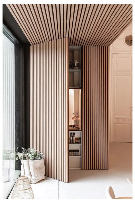 Slat Wall Design, Secret Rooms, Home Offices, Slat Wall, Home Room Design, Modern House Exterior, House Inspo, All Of Us, Interior Design Trends