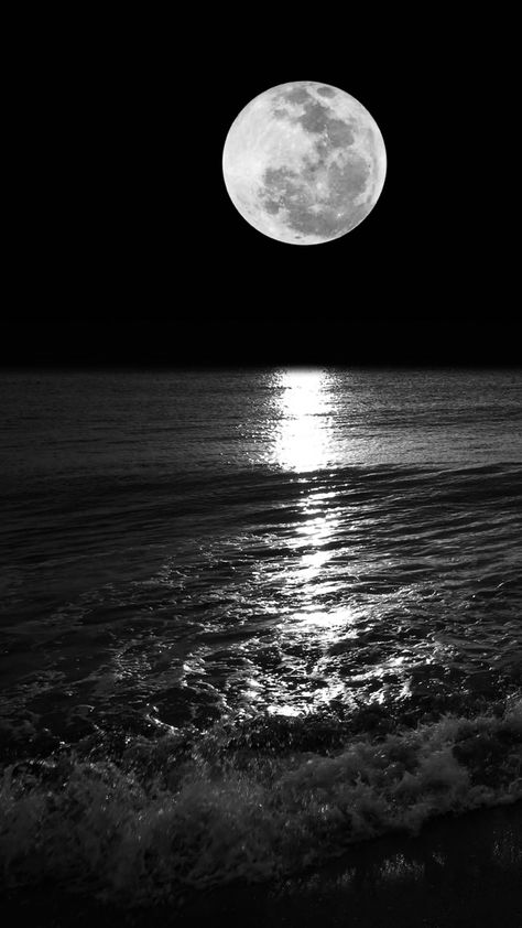 Moon And Stars Wallpaper, Moon Beach, Moonlight Photography, Dark Black Wallpaper, Aesthetic Ocean, Dark Art Photography, Dark Nature, Black Wallpaper Iphone Dark, The Moon Is Beautiful