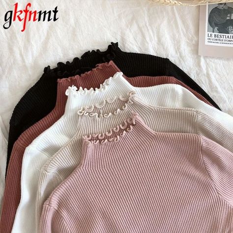 cd0dce8fca267bf1fb86cf43e18d5598desc48083072ri Pullover Mode, Slim Sweater, Ruffle Sweater, Pullover Outfit, Winter Mode, Womens Turtleneck, Mode Inspo, Jumper Sweater, Casual Pullover