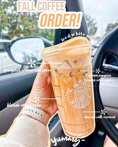 Starbucks Fall Cold Drinks, Pumpkin Drink Starbucks, Fall Drinks From Starbucks Order, Fall Drinks To Order At Starbucks, Pumpkin Cheesecake Starbucks Drink, Pumpkin Spice Secret Menu Starbucks, Simple Sweet Starbucks Drinks, Starbucks Secret Fall Drinks, Pumpkin Drinks From Starbucks