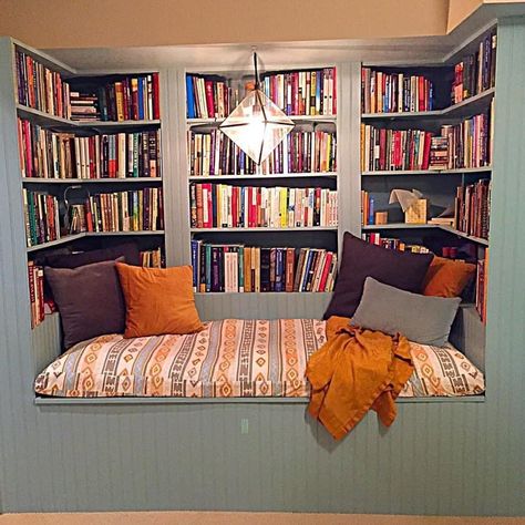 Book Nook Closet, Reading Nook Closet, Garage To Living Space, Home Library Rooms, Bed Nook, Theater Room Design, Turn Up The Volume, Home Library Design, Reading Nooks