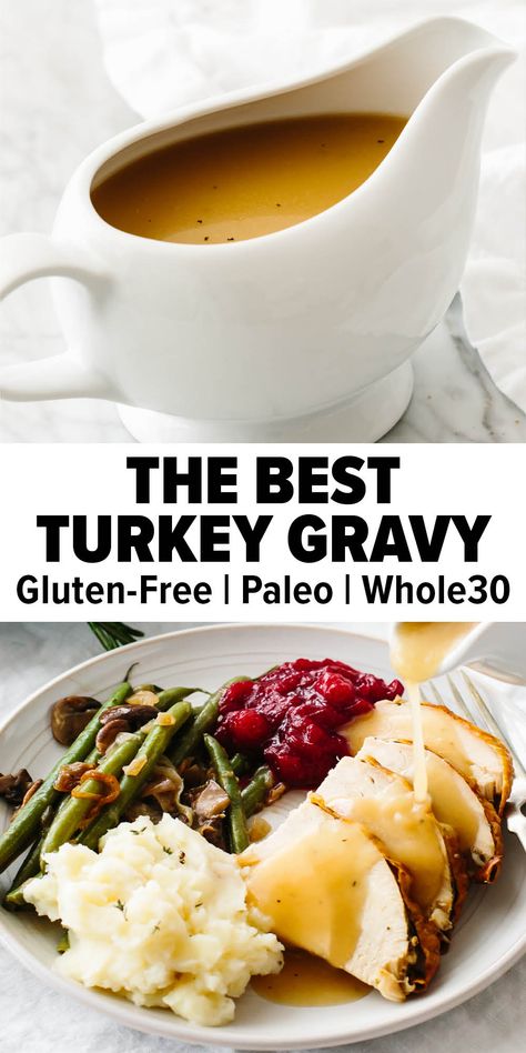 Gluten Free Turkey Gravy Recipe, Healthy Gravy Recipe, Gluten Free Turkey Gravy, The Best Turkey Gravy, Dairy Free Gravy, Gluten Free Gravy Recipe, Thanksgiving Gravy Recipes, Dairy Free Thanksgiving, Best Turkey Gravy