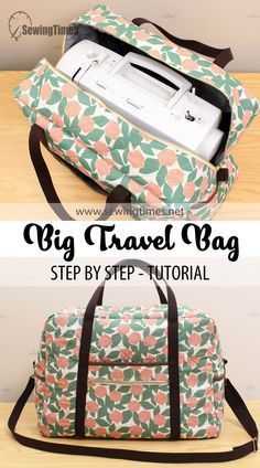 Travel Bag Sewing, Big Travel Bag, Duffle Bag Patterns, Sewing Handbag, Projek Menjahit, Bags Sewing, Sac Diy, Sewing Machine Projects, Sewing Machine Cover