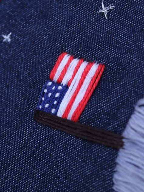 Hand Embroidered American Flag, American Flag Embroidery, Usa Embroidery, Childrens Alphabet, American Embroidery, Stitching Ideas, Embroidery Stitch, Flag Embroidery, Hat Embroidery