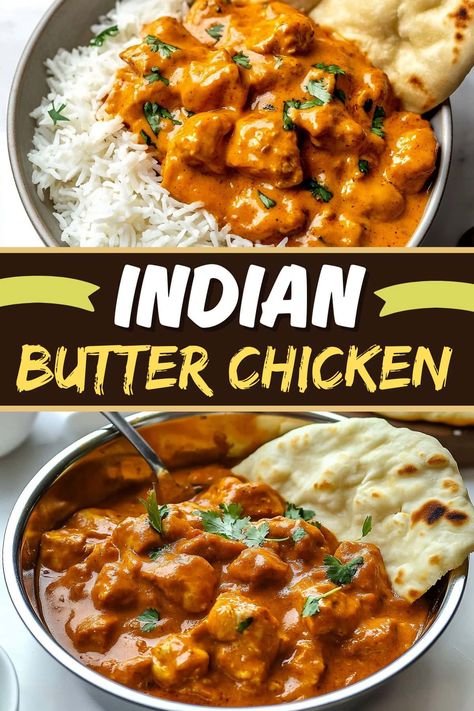 This Indian butter chicken is authentic yet so easy to make at home! Enjoy all of the classic flavors without ordering takeout! Meal Courses Order, Chicken Marsala Indian, Simple Chicken Meals Easy Dinners, Simple Meals With Chicken, Butter Chicken Curry Recipe Easy, Indian Dishes With Chicken, Easy At Home Meals Dinners, Butter Chicken Vegetables, Easy Meals To Make For Dinner