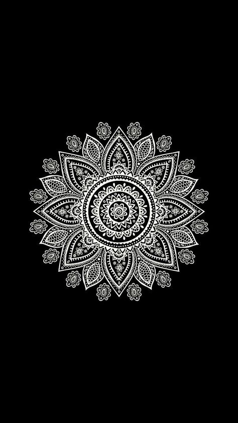 Mandala In Black Background, White On Black Mandala, Mandala Aesthetic Wallpaper, Black Mandala Wallpaper, Mandala Wallpaper Backgrounds, Mandala Iphone Wallpaper, Mandala Wallpaper Iphone, Iphone Wallpaper Mandala, Mandala Art Wallpaper