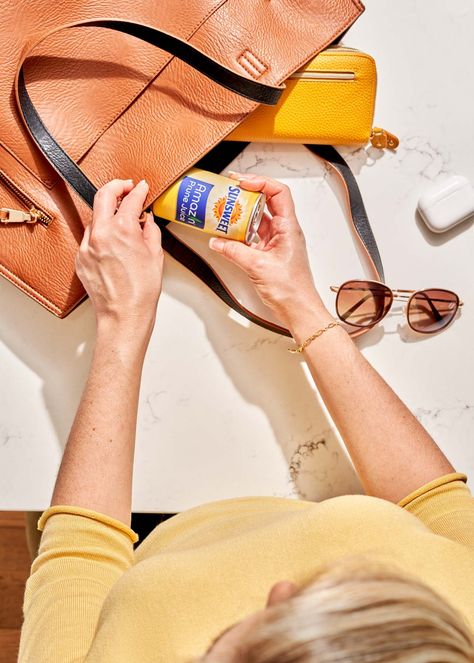 Lifestyle product still life photography for Sunsweet, shot on-location in Orlando, Florida. #flatlay #stilllife #product #commercialphotography #advertisingphotography #overhead #juice #hands #flatlayphotography #photography #hardlight #sunny Lifestyle Flatlay Photography, Product Photo With Model, Product Launch Photography, Product Photoshoot At Home, Overhead Product Photography, Nutrition Product Photography, Interesting Product Photography, Casual Product Photography, Product Flatlay Ideas