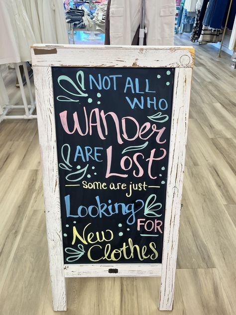 Funny Store Signs Business, Cute Boutique Chalkboard Signs, Business Board Ideas, Shopping Chalkboard Sign, Small Business Chalkboard Signs, Booth Signage Ideas, Open Signs Ideas Business, Boutique Chalkboard Signs, Diy Business Sign